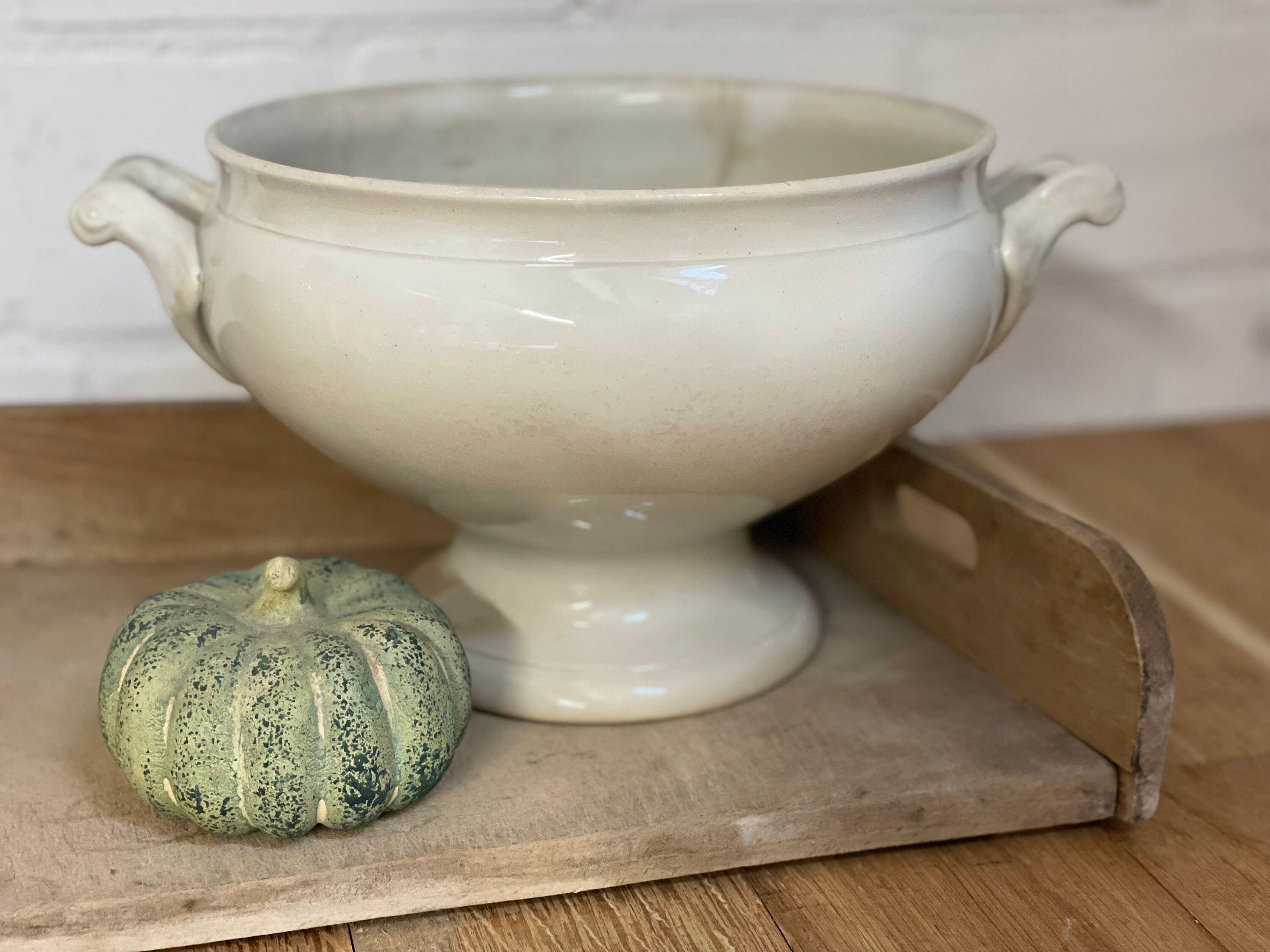 Large Antique Tureen Stained Antique Ironstone Footed Bowl Etsy UK