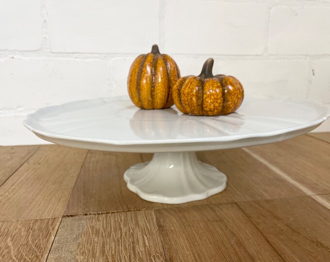 XL Antique Ironstone Cake Stand White Ironstone Patisserie Display