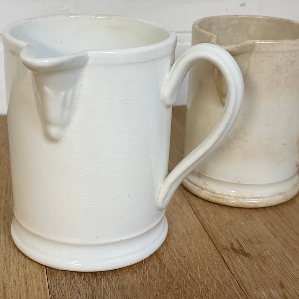 Antique ironstone syrup jug - antique white ironstone syrup pitcher - Dutch petrus regout syrup jug