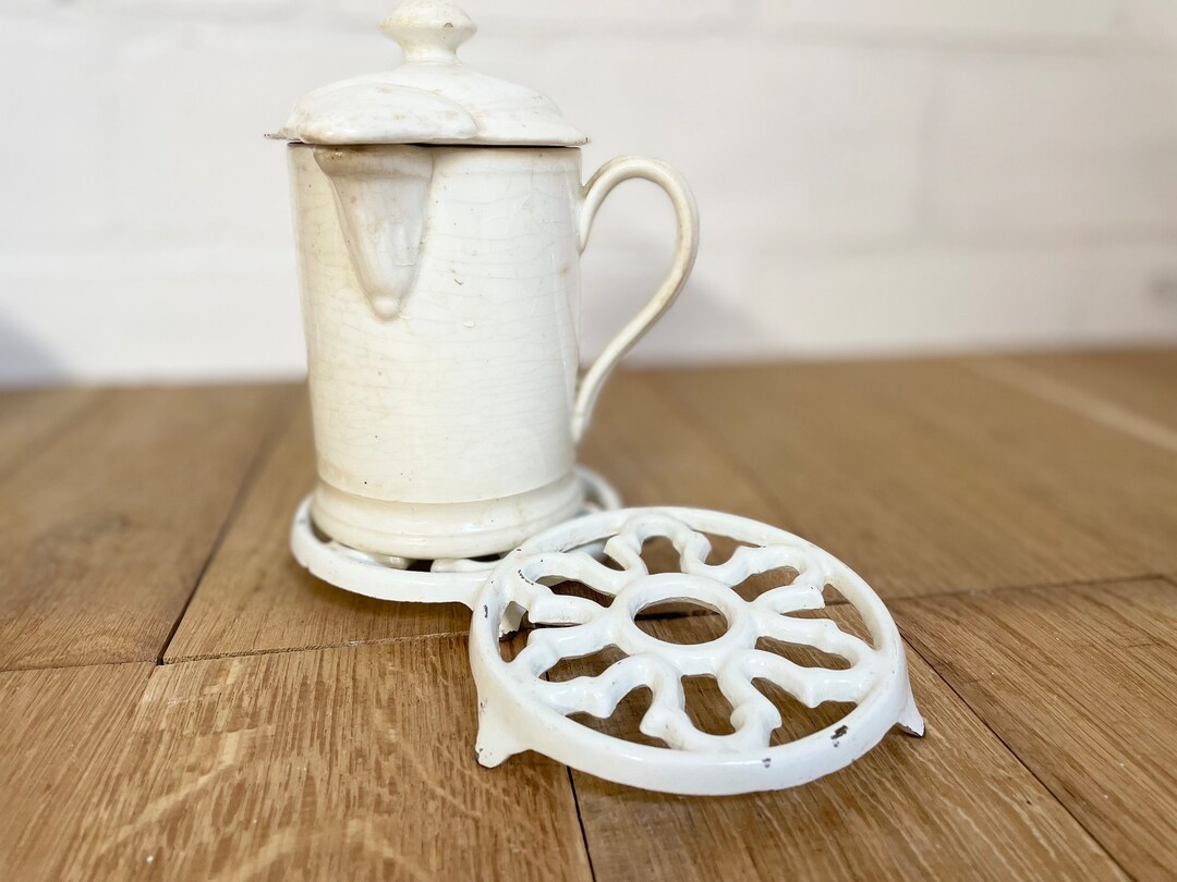 Set of 2 Antique French Enameled Trivets Cast Iron Trivet Etsy