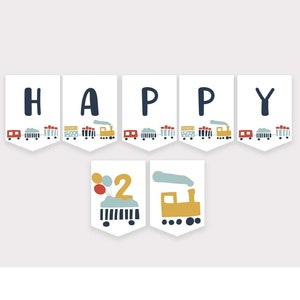 Train Party Pennant Set Etsy