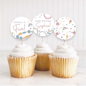 EDITABLE Jewelry Making Party Cupcake Toppers, Circle Stickers, Favor Tag • 3 Designs • Jewelry Party • Template | Corjl - Instant Download