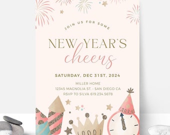 EDITABLE New Year's Eve Party Invite, New Year's Birthday Invitation, New Year Party Invite • Digital Template | Corjl Instant Access