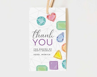 EDITABLE Gemstone Party Thank You Tag • Gift Tag • Favor Tag • Gem  Thank You Tag, She's a Gem | Digital Template | Corjl - Instant Download