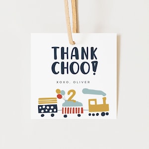 EDITABLE Train Thank You Tag, Gift Tag, Favor Tag, Thank Choo  • Any Age • Modern Train | Digital Template | Corjl - Instant Download