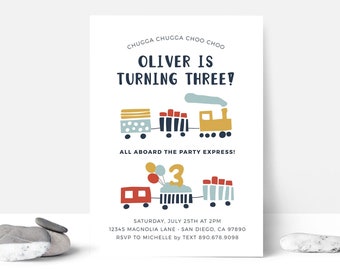 EDITABLE Train Birthday Invitation • Chugga Chugga Choo Choo • Any Age • Modern Train | Digital Template | Corjl - Instant Download