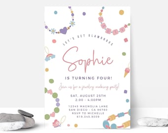 EDITABLE Jewelry Making Birthday Party Invitation • Friendship Bracelet • Jewelry Party • Digital Template | Corjl - Instant Download