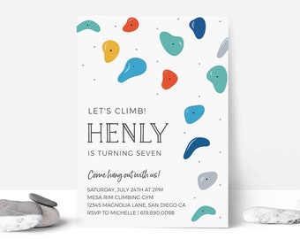 EDITABLE Rock Climbing Birthday Party Invitation, Climbing Invite, Bouldering, Climbing Gym, Digital Template | Corjl - Instant Download