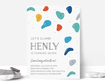 EDITABLE Rock Climbing Birthday Party Invitation, Climbing Invite, Bouldering, Climbing Gym, Digital Template | Corjl - Instant Download