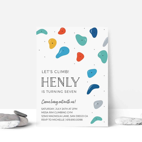 EDITABLE Rock Climbing Birthday Party Invitation, Climbing Invite, Bouldering, Climbing Gym, Digital Template | Corjl - Instant Download