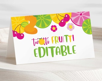 EDITABLE Printable TWOTTI FRUITTI Folding Buffet Card, Food Label, Dessert Label, Food Tent |  Fruit Food Tent | Corjl • Instant Download