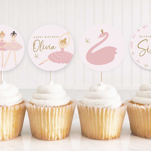 EDITABLE Ballet • Ballerina Cupcake Toppers • Party Circles • Dancing, Modern Ballet, Digital Template | Corjl - Instant Download