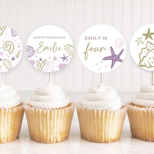 REDIGERBARA Snäckskal-muffinsdekorationer • 4 designer • Shellebrate • Snäckskalfest • Digital mall | Corjl Instant Access