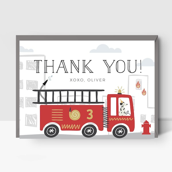 Fire Truck Thank You Etsy
