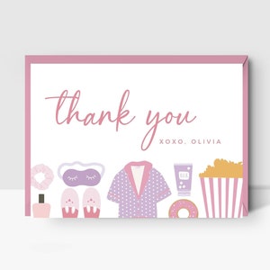 EDITABLE Sleepover • Pajama Party Thank You Card • Slumber Party •  Digital Template | Corjl - Instant Download