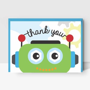 Roboter Dankeskarte | Roboter Dankeschön | A2 Klappkarte 4,25 x 5,5 | Druckbar | Sofort Download | Roboter zum Ausdrucken | Roboter Briefpapier