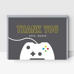Tarjeta de agradecimiento de videojuego EDITABLE • Nota de agradecimiento, juegos, camión de juegos, juego activado, plantilla digital / Corjl - Descarga instantánea
