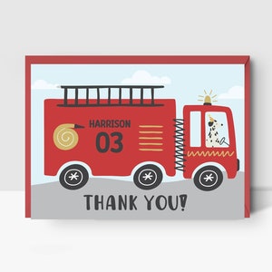 Carte de remerciement de camion de pompier modifiable • Carte de correspondance, papeterie • Pompier, camion de pompier, caserne de pompiers • Modèle numérique | Corjl - Téléchargement immédiat