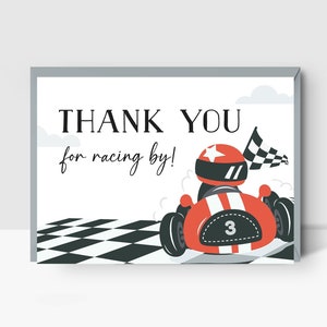 Carte de remerciement de voiture de course modifiable • Remerciement du coureur • Carte pliée, deux rapides, une rapide • Moderne • Modèle numérique | Corjl - Téléchargement immédiat