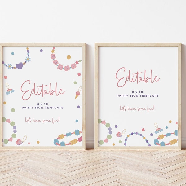 EDITABLE Jewelry Making Party Signs 8 x 10 • 3 Designs • Jewelry Party • Template | Corjl - Instant Download