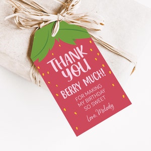 EDITABLE Strawberry Thank You Tag | Thank You Berry Much Gift Tag| Strawberry Gift Tag | Instant Download Printable Template • Corjl