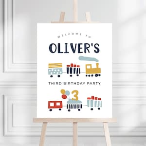 EDITABLE Train Birthday Party Welcome Poster • Welcome Sign | Train Party Signs | 16x20, 18x24, 22x28 | Template Corjl • Instant Download