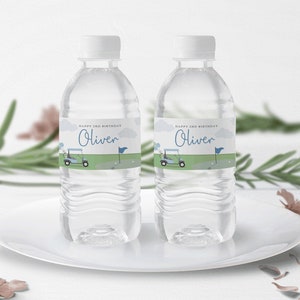 Golf Birthday Water Bottle Labels • Water Bottle | Modern Golf Par-Tee Birthday, EDITABLE Digital Template | Corjl - Instant Download