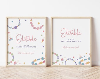 EDITABLE Jewelry Making Party Signs 8 x 10 • 3 Designs • Jewelry Party • Template | Corjl - Instant Download