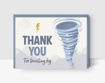 EDITABLE Tornado Thank You Card Folded and Flat • Note Card, Stationery • Weather Thank You • Digital Template | Corjl - Instant Download