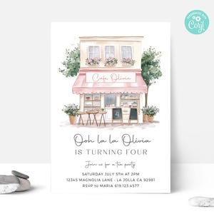 EDITABLE Paris Birthday Invitation, French Patisserie, French Cafe, French Bakery, Paris Cafe • Template | Corjl Instant Access