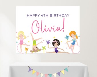 EDITABLE Gymnastics Birthday Backdrop Banner 30" x 48" and 36" x 48" • Pinwheels • Gym Birthday,  Template | Corjl - Instant Download