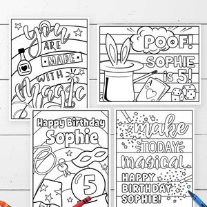EDITABLE Magic Party Coloring Pages • Magic Show Coloring Sheets • Activity Sheet • 4 Designs 8.5" x 11" Template | Corjl - Instant Download