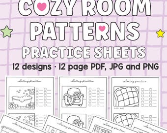 Coloring Practice Worksheets (pdf, jpg, png) • 12 Pages Marker Coloring Practice • Shading and Textures • Etsy Instant Download