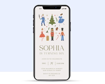 EDITABLE Nutcracker Holiday Party EVITE, Mobile Invitation, Nutcracker Birthday, Nutcracker Invite • Digital Template | Corjl Instant Access