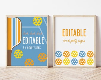 EDITABLE Pickleball Party Sign Templates, 8 x 10, 2 Designs, Boy Pickle ball, Digital Template | Corjl - Instant Download