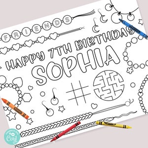 EDITABLE Jewelry Making Birthday Coloring Page • Activity Sheet • Coloring Sheet • Jewelry Party • Template | Corjl - Instant Download