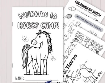 Campamento de caballos • Libro de actividades para colorear de campamento de ponis / • 11 actividades • Folleto de 1/2 pliegue / Páginas para colorear de caballos PDF Etsy Descarga digital instantánea