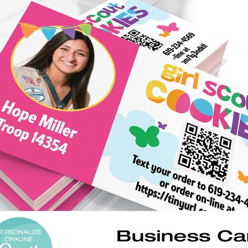 Girl Scout Cookie Sales Business Card EDITABLE Photo and Etsy