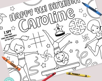 EDITABLE Gymnastics Birthday Coloring Page • Activity Sheet • Coloring Sheet • Gym Birthday, Tumble, Template | Corjl - Instant Download