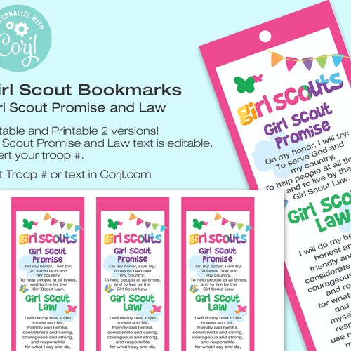 Girl Scout Promise and Law Printable Bookmarks - Etsy