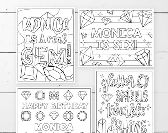 EDITABLE Gemstone Gem Birthday Coloring Pages , Gem Coloring Activity Sheets • She's a Gem Coloring | Template | Corjl - Instant Download