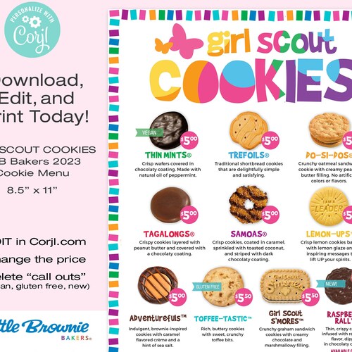 New 2023 LBB Girl Scout Cookie Menu B Little Brownie Bakers Etsy