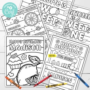 EDITABLE Lemon Coloring Pages • 3 Designs Any Age + Additional for Age 1 and 2 • Lemonade • Two Sweet • Sweet One | Corjl • Instant Download
