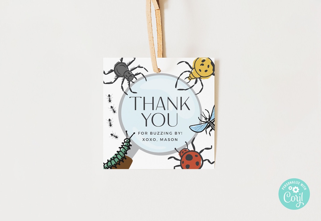 EDITABLE Insect Thank You Tag • Gift Tag • Favor Tag • Bug Thank You ...