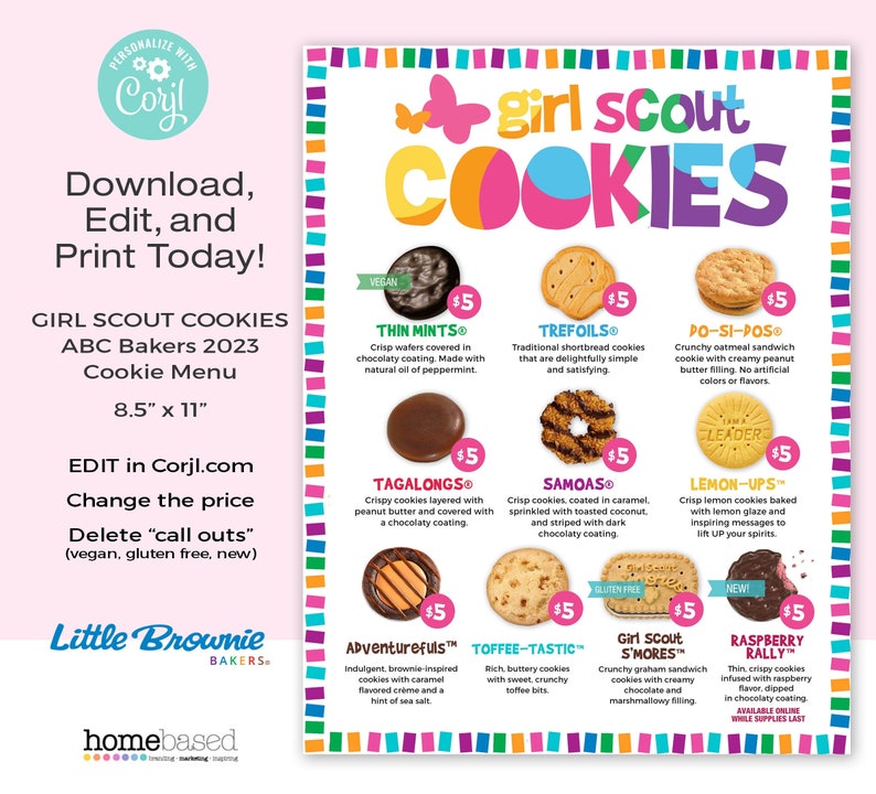 New 2023 LBB Girl Scout Cookie Menu LBB Bakers Cookie Menu Etsy