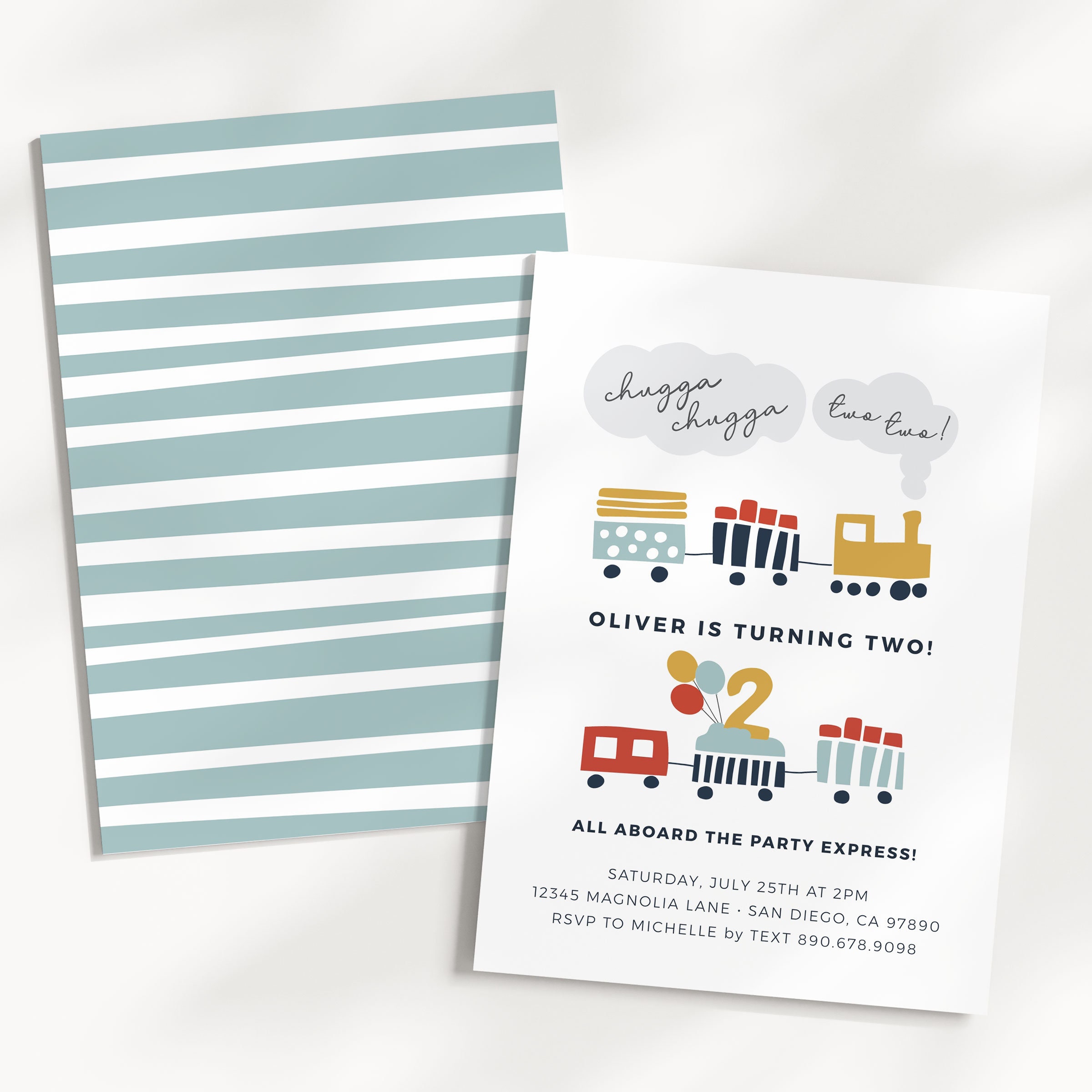 Two Train Invitation EDITABLE Train Birthday Invitation • chugga Chugga Two Two • Two Year ...