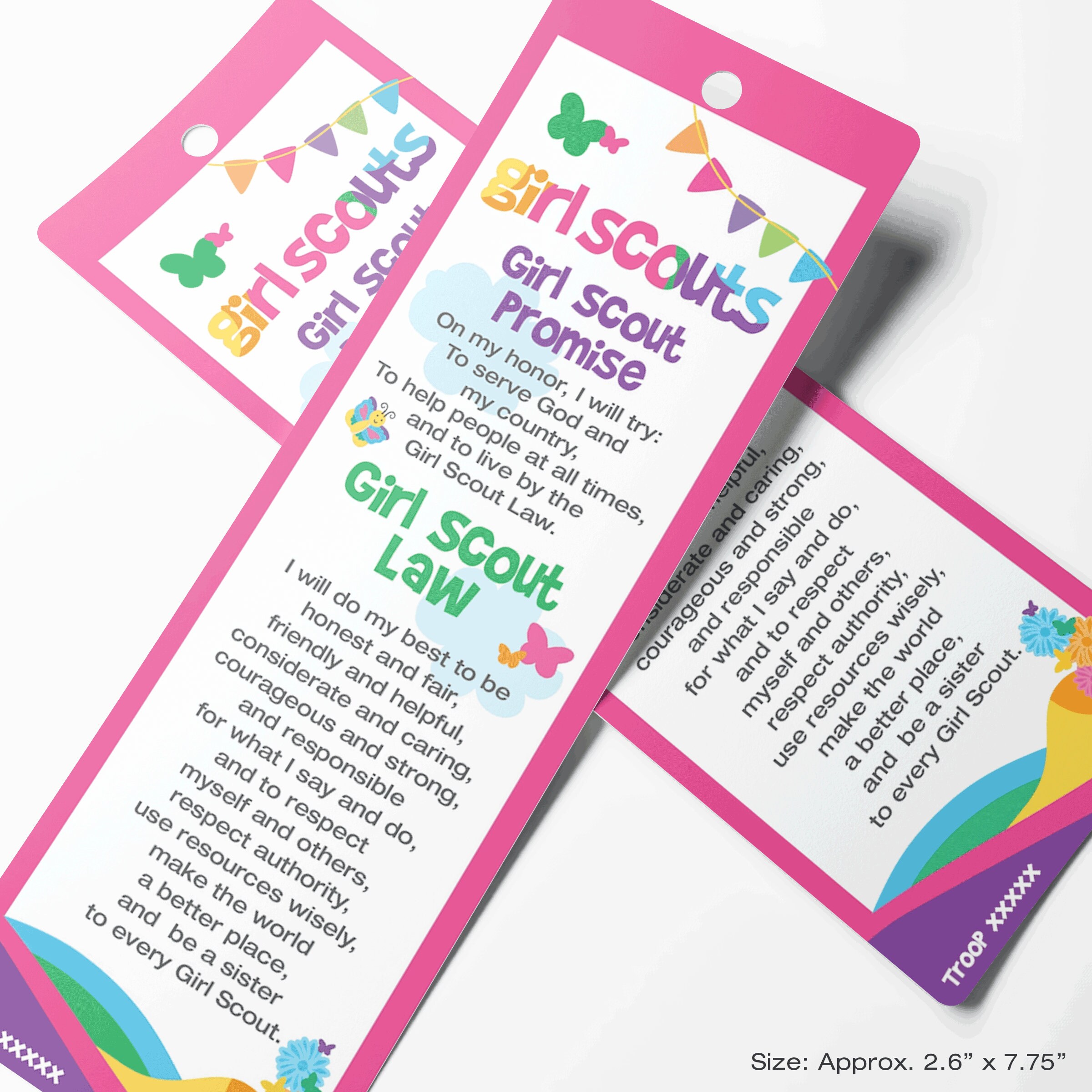 BOOKMARKS Girl Scout Promise and Law Printable EDITABLE Text - Etsy