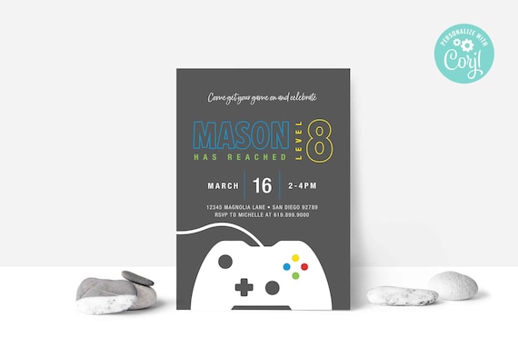 EDITABLE Video Game Birthday Party Invitation, Gaming Invite, Game Truck Invite,  Game On, Digital Template | Corjl - Instant Download