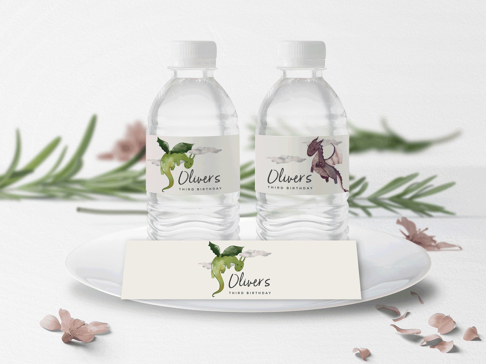 Editable Dragon Water Bottle Labels | Modern Dragon, Food Sign, Water ...
