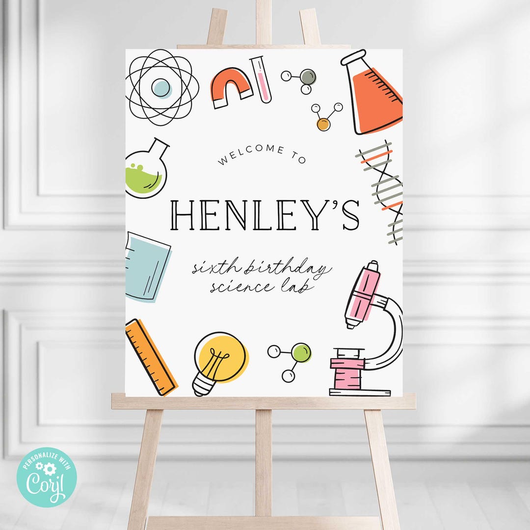 EDITABLE Science Party Welcome Poster • Welcome Sign | 16x20, 18x24 ...